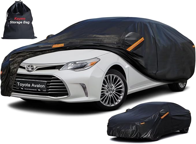 Kayme 7 Layers Sedan Car Cover Custom Fit for Toyota Avalon (2004-2026), Waterproof All Weather for Automobiles,Rain Sun UV Protection.Black