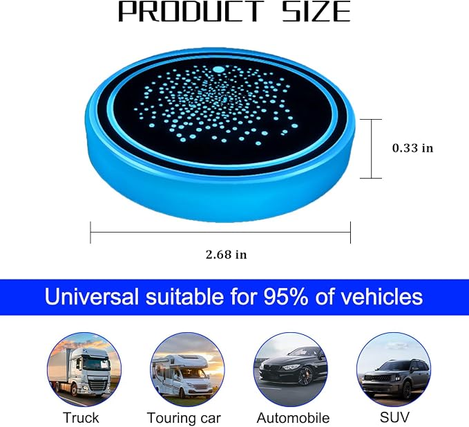 Mandark LED Car Cup Holder Lights, 2PCS Waterproof 7 Colors Changing Vehicle USB Charging Coaster Pad, Auto Interior Atmosphere Lamp Cup Mat Accessories, Universal for SUV Sedan Truck (Star)