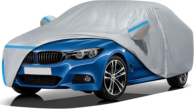 Car Cover for 2007-2026 BMW 3 Series M3 320i 325i 328i 330i 335i 340i, Waterproof Custom-fit All Weather Sun Rain UV Dust Snow Protection Windproof Outdoor Car Cover with Door Zipper and Cotton Lining