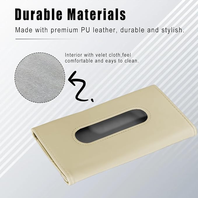 Car Visor Tissue Holder, Sun Visor Napkin Holder for Car, Easy Installation, Universal Accessories Vehicle Interior Tissue Box Suitable for SUVs, Trucks (Beige)