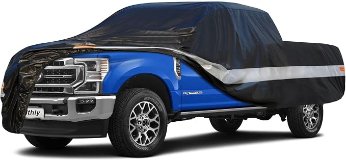 10 Layers Truck Cover Waterproof All Weather. Pickup Truck Cover Rain Snow UV Dust Protection. Length: 230-242 inches, Universal Fit for Ford F150 Chevy Silverado Dodge Ram 1500.