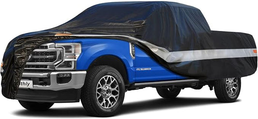 10 Layers Truck Cover Waterproof All Weather. Pickup Truck Cover Rain Snow UV Dust Protection. Length: 230-242 inches, Universal Fit for Ford F150 Chevy Silverado Dodge Ram 1500.