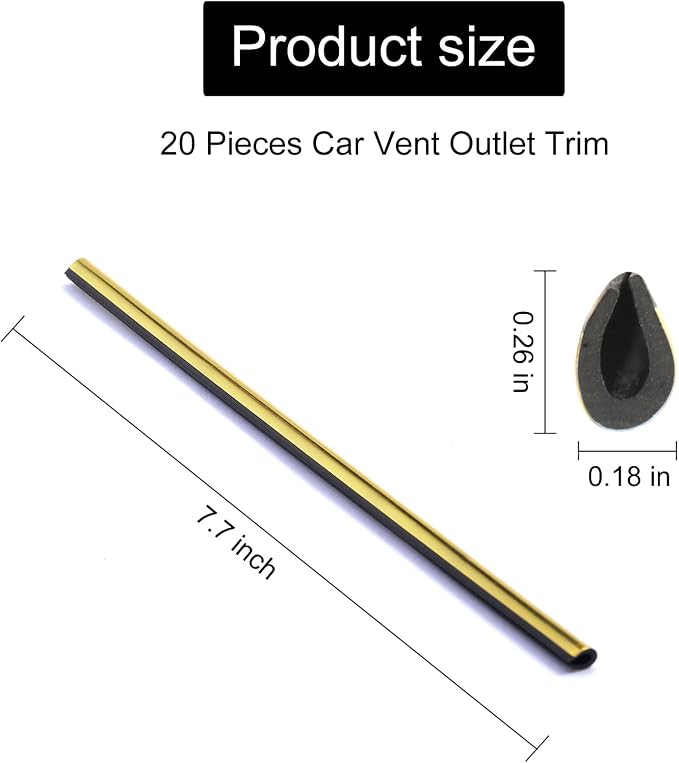 LivTee 20 Pieces Car Air Conditioner Decoration Strip for Vent Outlet, Universal Waterproof Bendable Air Vent Outlet Trim Decoration, Car Interior Accessories (Gold)