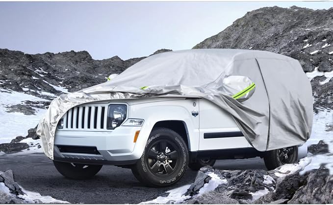 Koukou SUV Car Cover Custom Fit Jeep Liberty from 2000 to 2025, Waterproof Car Cover All Weather for Automobiles Outdoor Indoor with Zipper Door, Sun Rain Dust Snow Protection.