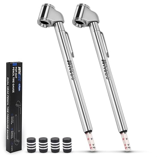 Pencil Tire Pressure Gauge 2 Pack, 10-120PSI Dual Head Air Gauge Tire Pressure Heavy Duty Tire Valve Gauge for Truck Car RV ATV Motorcycle