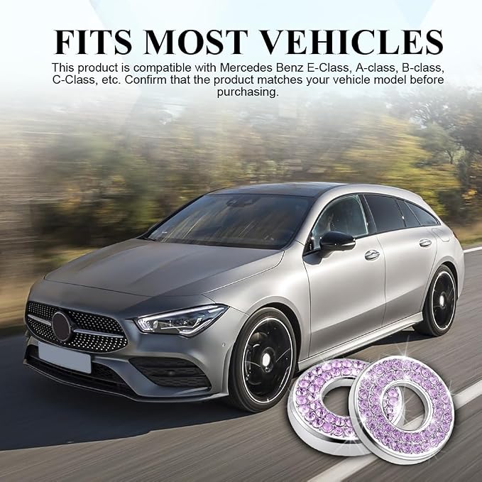 4PCS Bling Car Inner Door Lock Covers, Bling Car Accessories, Crystal Auto Decals for Women Girls, Sparkly Rhinestones Auto Door Bolt Decorations Compatible with B-e-n-z A/B/C/D/E Class