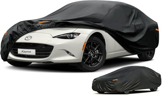 Kayme 10 Layers Sports Car Cover Waterproof All Weather for Automobiles [See Vehicle Size Chart for Accurate Fit] Heavy Duty Full Exterior Cover Sun Rain Snow UV Protection. Size C1 (See Size Chart)