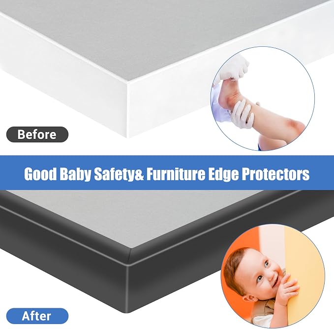 Rubber Edge Trim, Self-Adhesive U Channel Edge Protector for Plywood, Cabinet, 1" Wood Edge Banding, Flexible Furniture Repair, EPDM Material, Fit 1"(25mm), Length 10Ft, Black