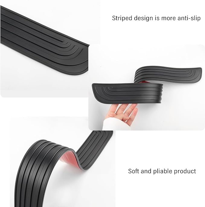 4PCS Car Door Sill Protector,Anti-Scratch Rubber Car Door Protector Edge Guards for Door Steps,Universal Waterproof Door Threshold Strips Exterior Accessories for Car Truck SUV (Black, Width 2.36")