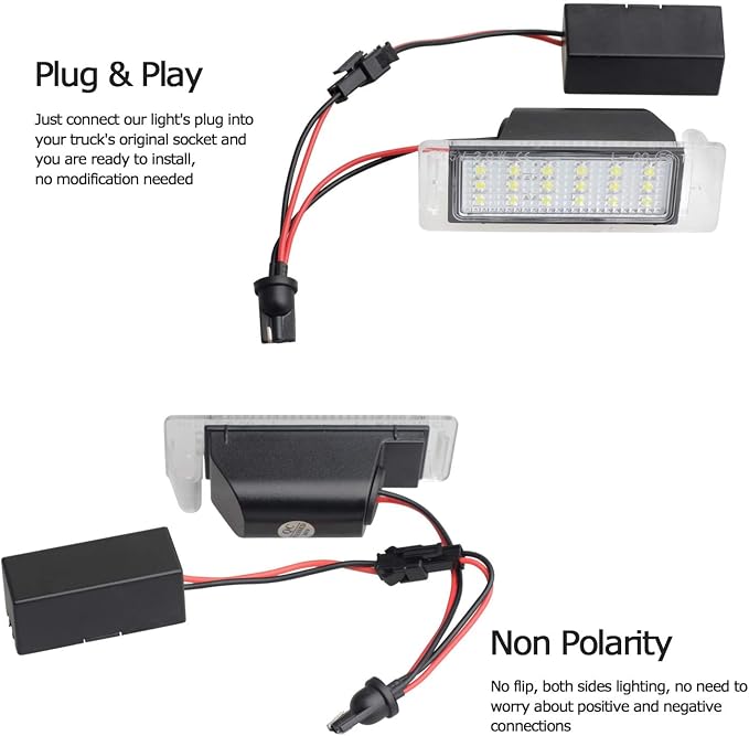 LED License Plate Light Lamp with Error Free Resistor Compatible with Chevy Corvette Camaro Equinox Impala Volt Cadillac Buick, 6000K White