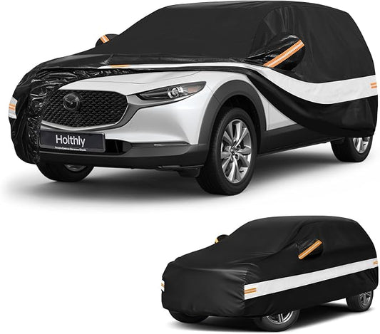 10 Layers SUV Car Cover Custom Fit for Mazda CX-30 CX-3,(2019-2026), Waterproof All Weather for Automobiles, Outdoor Full Cover Sun Dust Rain Protection with Cotton. Black