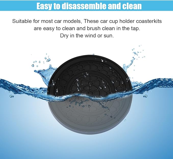 2PCS Car Cup Holder Coasters, 2.75 Inch Auto Non-Slip Anti Dust Cup Mats, Console Cup Holder Insert Coaster Auto Insulated Mats, Universal Interior Accessories for Most Cars (Black)