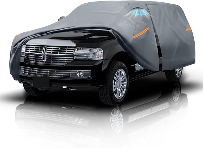 Large SUV Car Cover for Lincoln Navigator (1997-2026) 100% Waterproof All Weather, Heavy Duty Outdoor Full Exterior Covers Rain Sun Wind UV Protection.