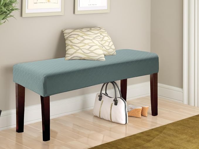 Fuloon Waterproof Dining Bench Cover, Removable Slipcover Washable Seat Protector for Living Room, Bedroom, Kitchen (Dark Green)