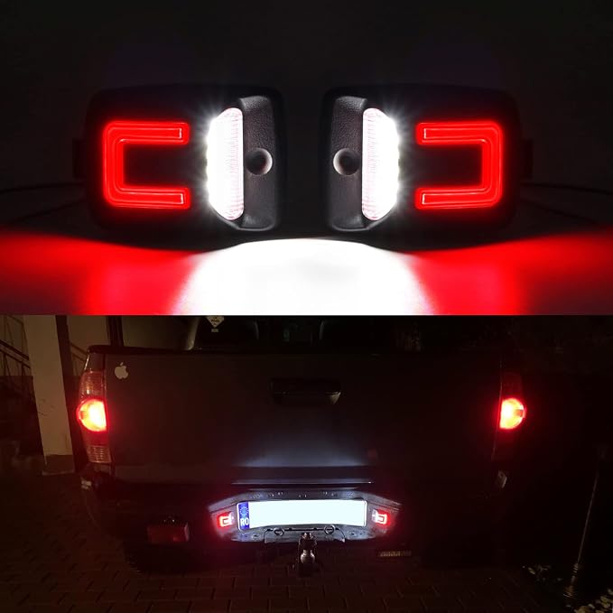 R&F Auto Red OLED Neon Tube LED License Plate Light Replacement for Tacoma 2005-2015 / Tundra 2000-2013 Pickup Truck Tag Lamp 6000K Diamond White 2-Pieces Tag Lights Smoked Lens