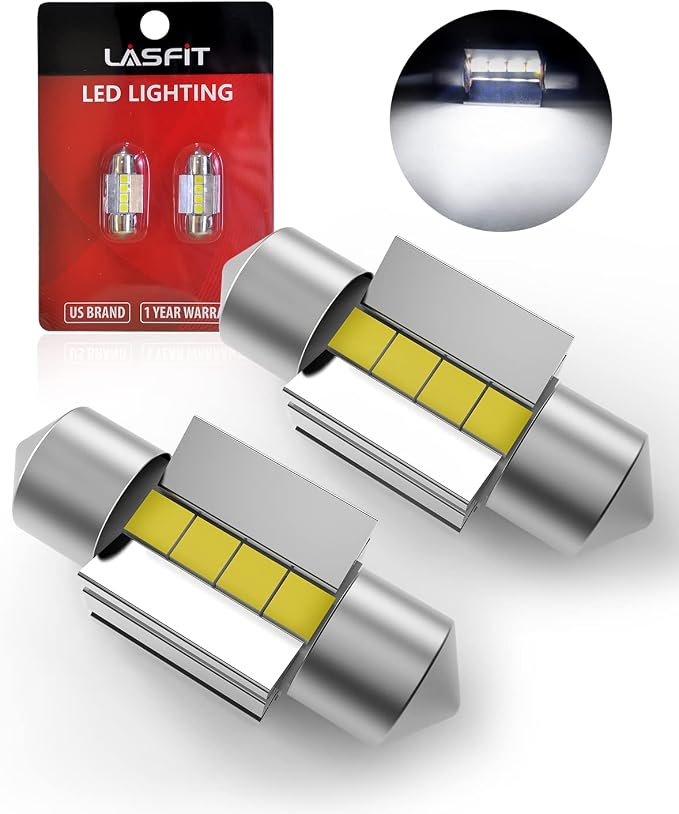 LASFIT 31mm LED bulb Festoon 30MM DE3175 DE3021 6428 DE3022 Error Free 400LM High Bright White for Dome Map Door Interior Door Trunk Lights, Marine LED BULB Navigation Boat Anchor Lights(2pcs)