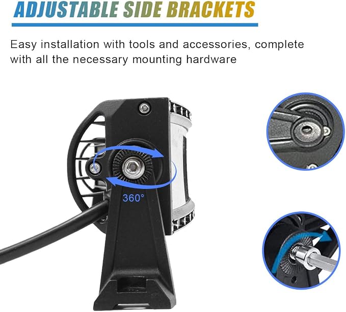 2PCS LED Light Bar Mounting Brackets, Adjustable Side Bracket Kit, Slide Base Bottom Mount Universal for Work Light Bars, LED Pod (902-4)