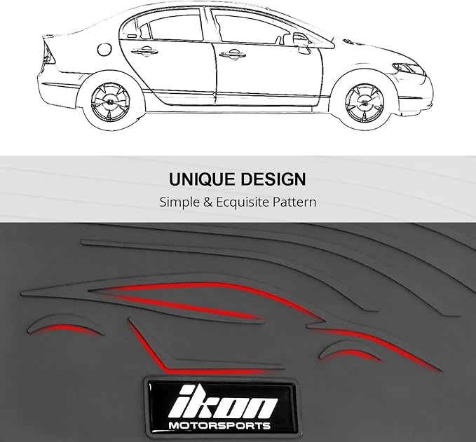 Fit 2008-2015 Chevrolet Cruze Custom Fit Floor Mat IKON Style Gray | IKON MOTORSPORTS, Fit 16 Cruze Limited, Latex Heavy Duty All Weather Season Car Auto Front Rear Carpets Liner 5PC