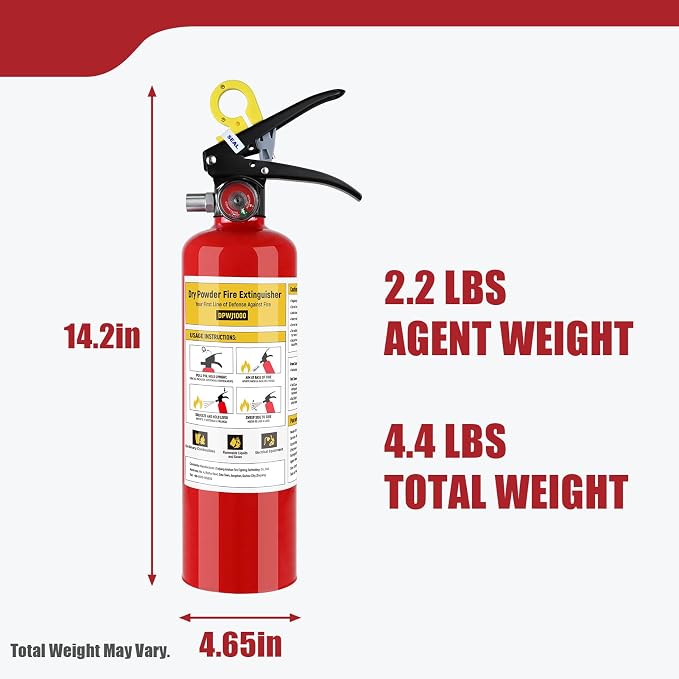 2 Pack 2.5 lb ABC Dry Chemical 1-A:10-B:C Fire Extinguishers | Comes With Mount Bracket, Quick Release Pull Handle,UL Listed, For Home Car Boat RV Garage Kitchen A/B/C Fire Safety