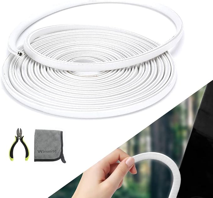 Winunite 65.6ft (20m) No Glue Car Door Edge Guards White | Stop parking lot dings, U-shaped rubber, fits sedans trucks SUV, weather-resistant, protect against paint chips & scratches