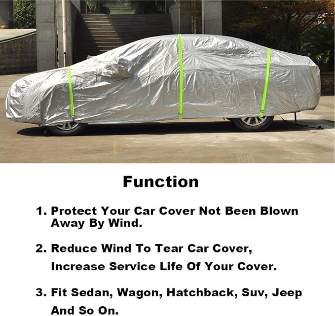 Kayme Car Cover Straps Wind Protector,3pcs Elastic Adjustable Rope Protect Cover from High Wind, Universal Fit