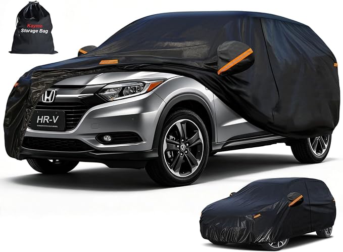 Kayme 7 Layers SUV Car Cover Custom Fit for Honda HR-V HRV (1995-2026) Waterproof All Weather for Automobiles, Outdoor Full Cover Rain Sun UV Protection.Black
