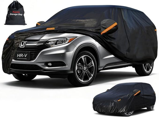 Kayme 7 Layers SUV Car Cover Custom Fit for Honda HR-V HRV (1995-2026) Waterproof All Weather for Automobiles, Outdoor Full Cover Rain Sun UV Protection.Black