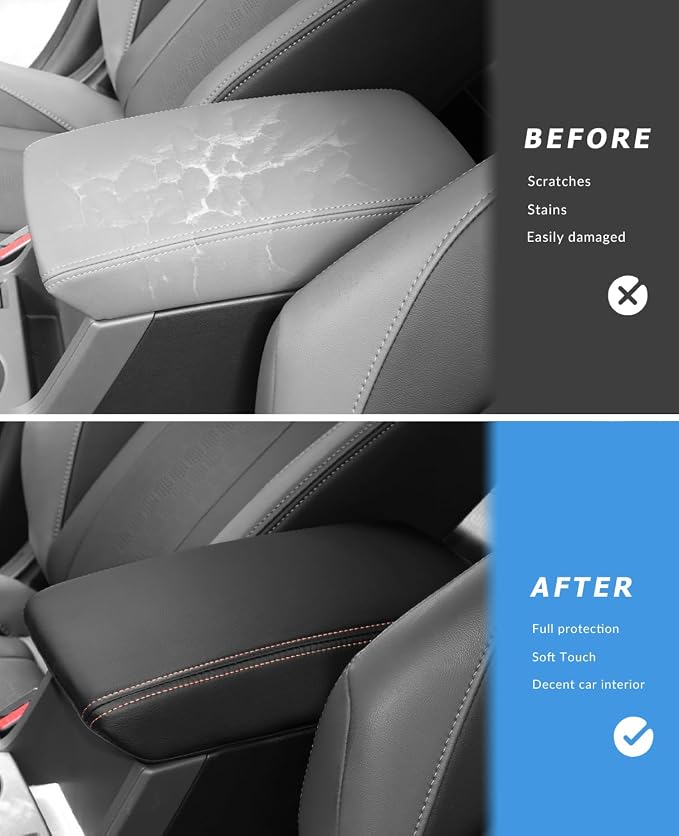 INTGET for 2026 Subaru Crosstrek/Impreza Accessories 2024 2025 Center Console Armrest Cover Leather Car Crosstrek Arm Rest Box Lid Middle Console Seat Cover Protector (Orange Stitches, 2024+)