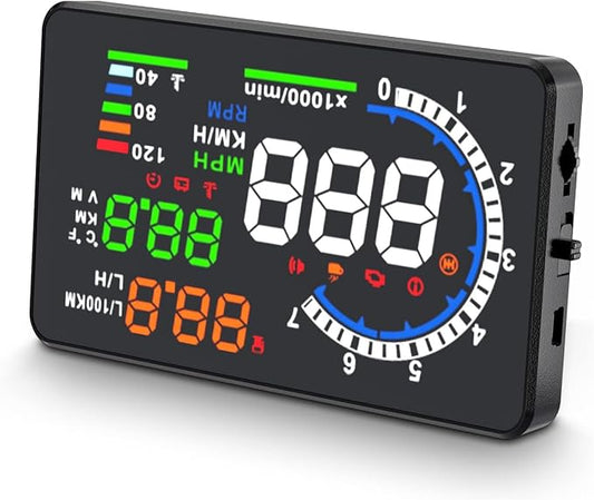 wiiyii Heads Up Display for Cars, Digital Speedometer for Car A8 with OBD Function, 5.5 Inch Large Screen, HUD Speedometer for Car for All Vehicles (OBD2 Speedometer A8)