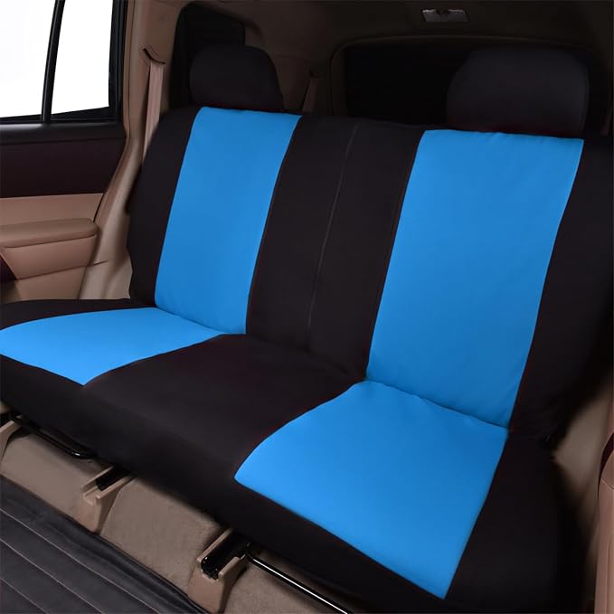 Flying Banner Car Seat Covers Front Seats Rear Bench Polyester car seat Protectors Easy installations Rear Bench Split Classic Man Lady Truck (Full Set - Low Back - Combo Pack, Black Blue)