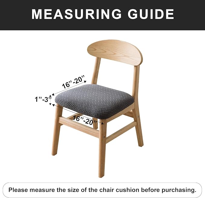 Genina Seat Covers for Dining Room Chair Seat Slipcovers Kitchen Chair Covers (Dark Gray, 4 Pcs)