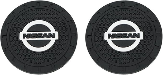Car Cup Holder Coasters Compatible with Nissan Series Interior Accessories,Recessed Silicone Anti Slip Cup Holder Coaster Interior Accessories 2.75in 2Pack (Black)