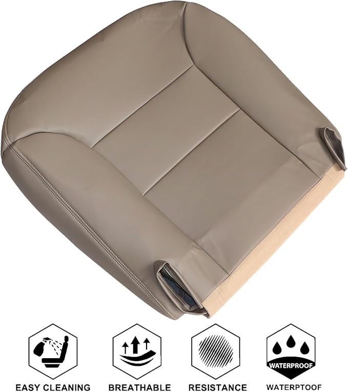 NLQR Front Both Side Bottom & Back Replacement Leather Seat Covers Compatible with Chevy Silverado Tahoe Suburban Sierra Yukon 1995 1996 1997 1998 1999 Med Neutral Tan #522