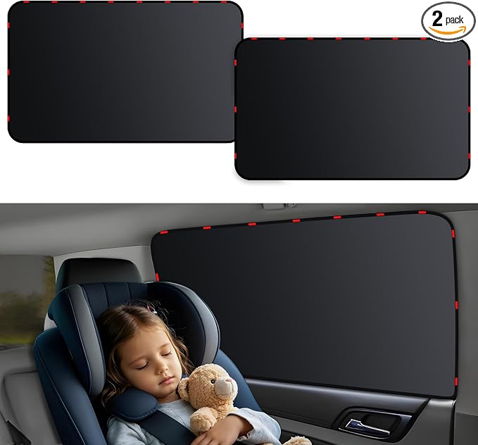 ZATOOTO Car Window Shade for Baby,2 Pack Universal Fit,Privacy&Insulation | 100% Blackout & UV Protection,Metal Frame Fit,Creates a Private Space for Car Camping, Road trips, Napping or Rest