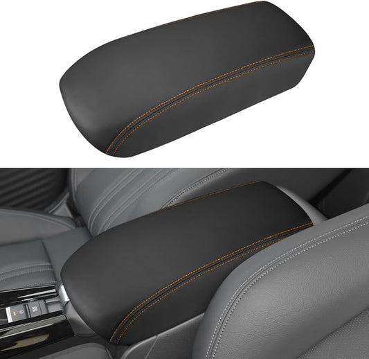 INTGET Center Console Cover for 2026 Honda HRV/HR-V Accessories 2023 2024 2025 Leather Car Armrest Arm Rest Box Lid Middle Console Seat Cover Protector(Orange Stitches, 2023+)
