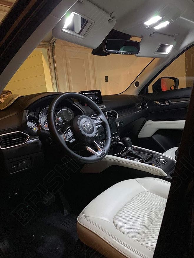 White Interior LED Lights Kit for Mazda CX-5 2013 2014 2015 2016 2017 2018 2019 2020 2021 2022 Super Bright 6000K LED Interior Light Bulbs Package + License Plate Lights and Install Tool