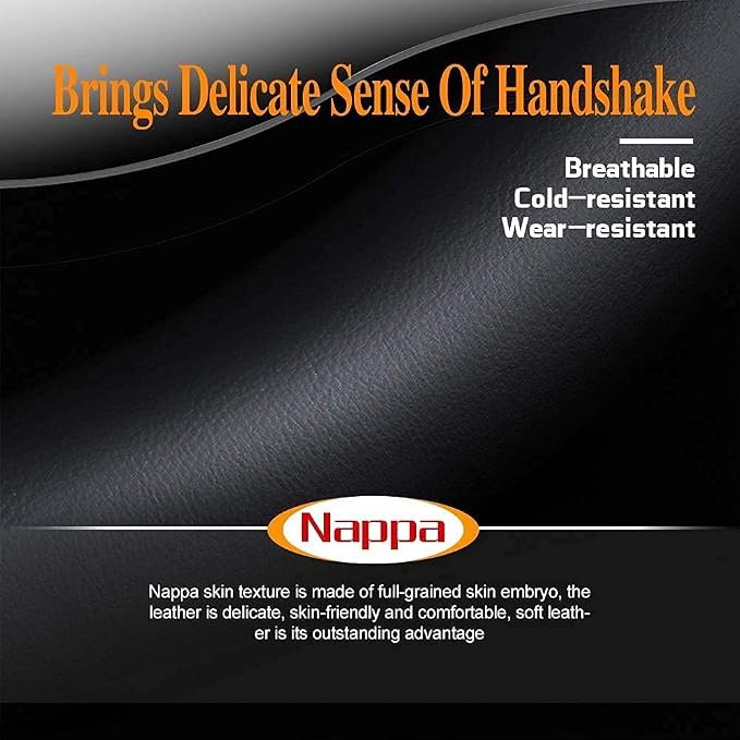 Carodi Latest Nappa Leather car Steering Wheel Cover, Stylish Non-Slip Leather car Interior 15 inches Universal（Black）