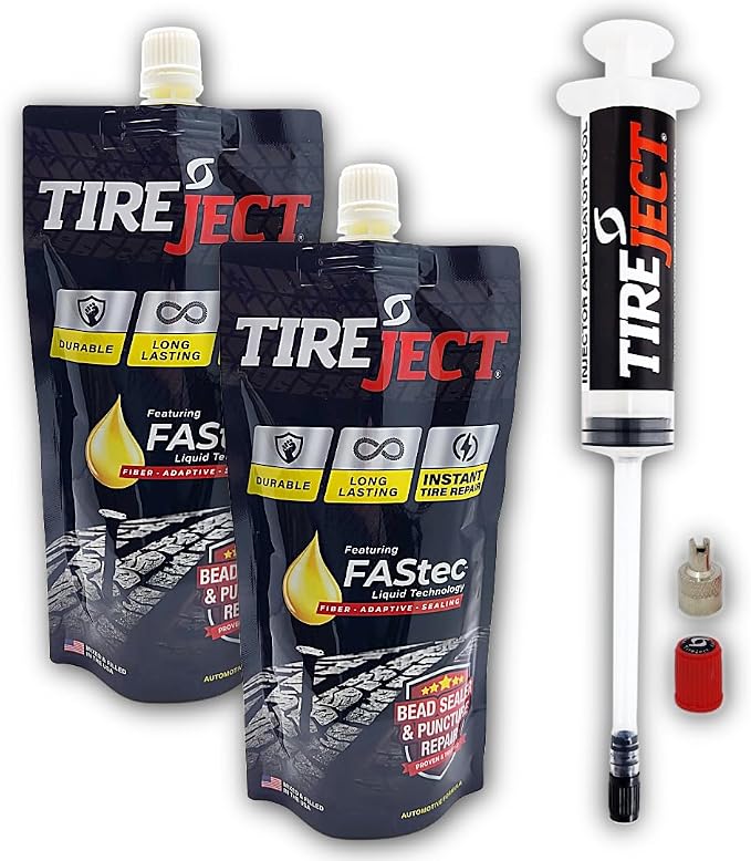 TireJect Full-Size Truck/SUV Instant Tire Repair Sealant Kit (2-Pack with Injector) - Seal Punctures & Bead Leaks