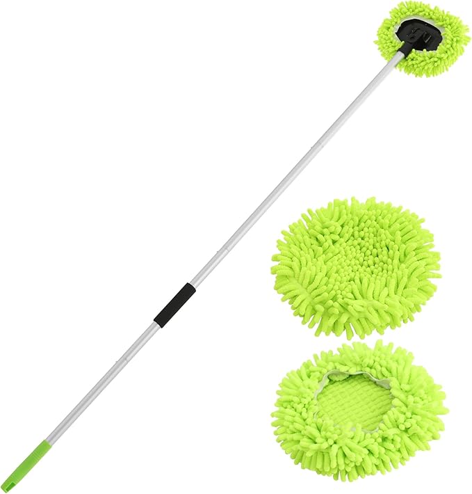 Yocada Car Wash Brush Kit Chenille Microfiber Car Wash Mop Mitt 60" | Long Handle Scratch-Free for Car Cleaning Brush Care Truck RV SUV Boat Windshield Window with 1 Replacement Head