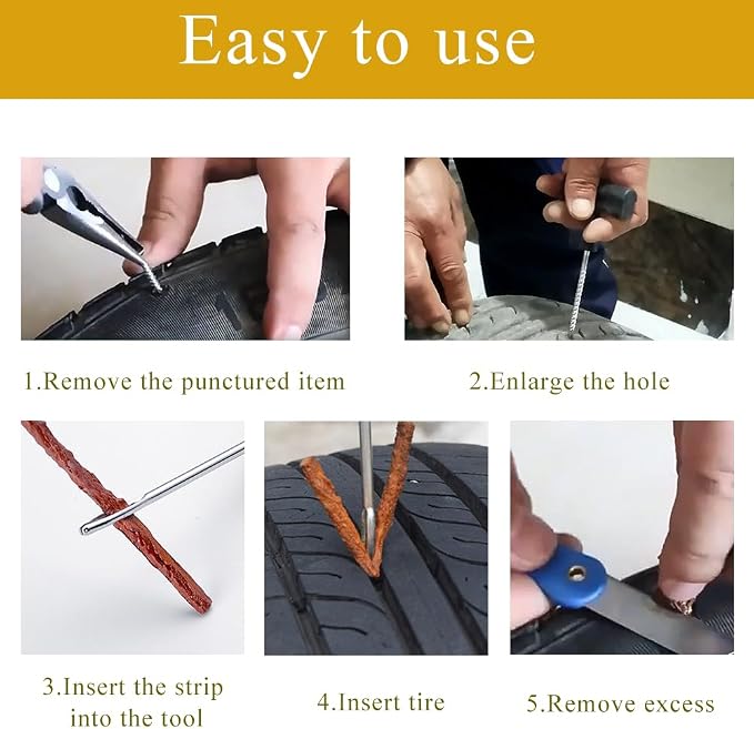 Tire Repair Kits, Car Tire Repair Kits, Tire Repair Strips, for Tubeless Tires, for Motorcycles, Trucks, Cars, Tractors, ATVs, Jeeps, ETC