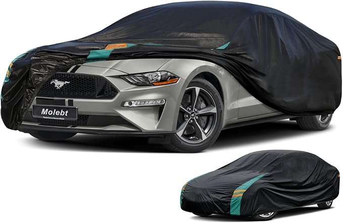 Car Cover for Ford Mustang Coupe/Convertible Fit 1964-2025 Mustang GT GT350 GT500 Cobra Shelby Bullitt ECOBOOST, Waterproof All-Weather Full Car Cover with Windproof Gust Strap.