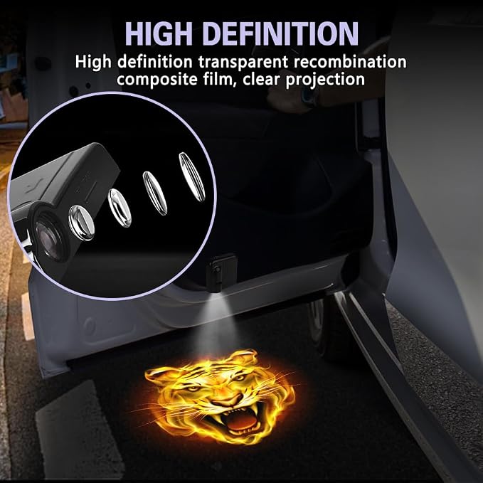 Zufoty 2PCS Car Door Light Projector, Wireless LED Car Door Paste Welcome Courtesy Light, LED Courtesy Ghost Shadow Welcome Lamp, Universal Car Accessories Fits Most Car SUV Truck