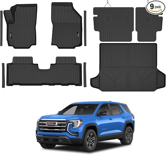 Floor Mats Custom for GMC Terrain 2018-2024 | All Weather TPE Rubber Floor Liners, Cargo Liner, Backrest Mat & Door Sill Protectors Full Set for Terrain Accessories, Black