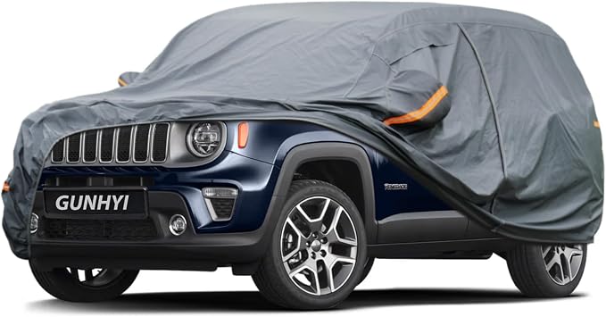 GUNHYI Premium Car Cover Custom Fit Jeep Renegade, 16 Layers Heavy Duty Car Cover Waterproof All Weather with Zipper Door for Sun Rain Snow Dust Uv Protection