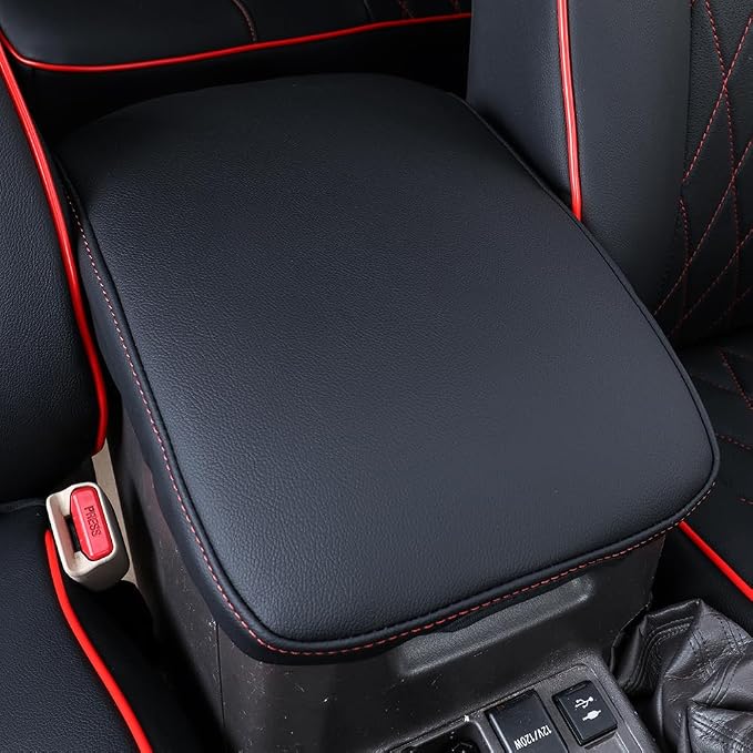EKR Car Seat Covers Custom Fit for Toyota 4Runner(5 Seats) Full Set | for Toyota 4 Runner 2025-2026 Seat Covers for SUV,Airbag Compatible,Pet-resistant,Faux Leather(Black with Red Piping)