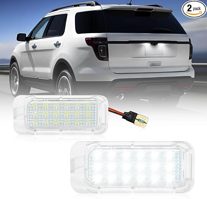 LESAUCE LED License Plate Light for Ford Escape Expedition Exolorer Fusion Fiesta Police SSV Lincoln, 6000K White, IP68 Waterprooof, Tag Lamp Assembly Replacement, Pack of 2