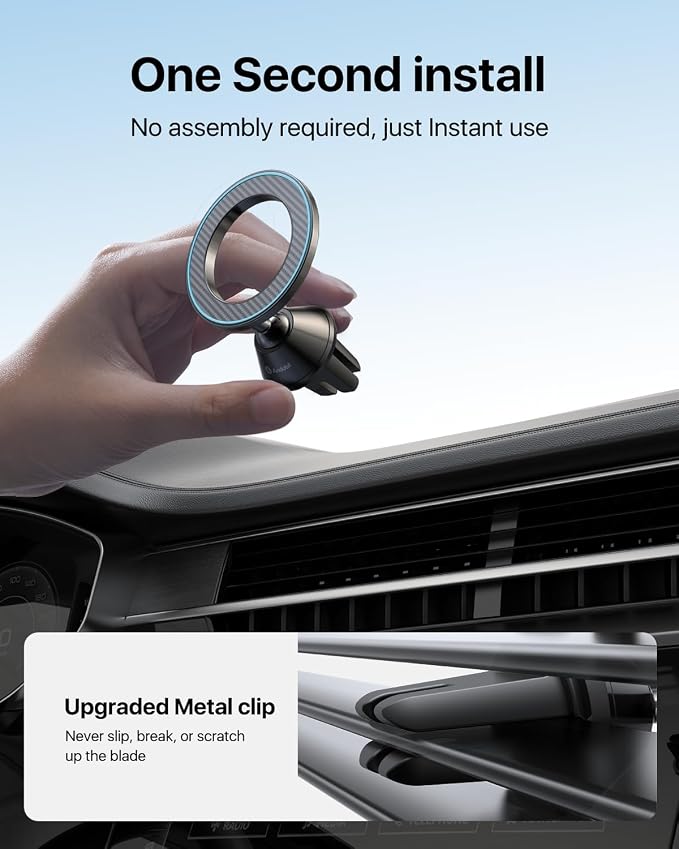 andobil for MagSafe Car Mount [Strongest Magnet, 1S Install] Magnetic Phone Holder for Car Vent 360 Adjustable Compact Magnetic Car Phone Holder Mount for iPhone 17 Pro Max 16 15 14 13 12 Plus Mini
