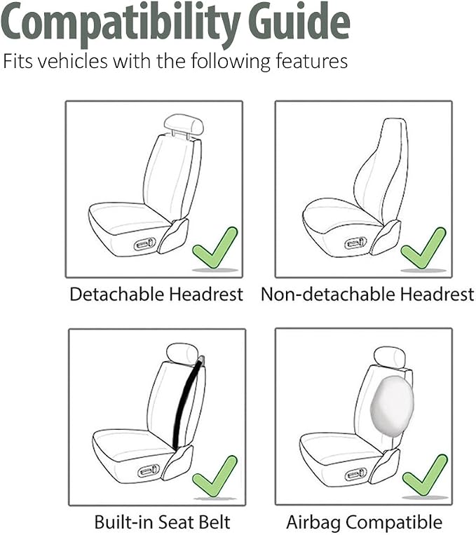 FH Group FH-FB302114 All Purpose Flat Cloth Car Seat Covers Beige/Black Color with F11306 Vinyl Floor Mats, Beige/Black Color - Fit Most Car, Truck, SUV, or Van