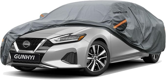 GUNHYI Premium Car Cover Custom Fit Nissan Maxima, 16 Layers Heavy Duty Car Cover Waterproof All Weather with Zipper Door for Sun Rain Snow Dust Uv Protection