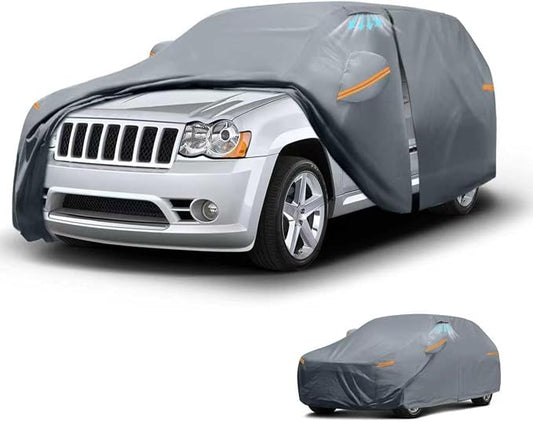 Waterproof Grand Cherokee(2005-2026) Car Cover with Breathable Vents, [Upgrade] Premium Covers with Cotton Liner and Zipper Door, Sun Rain Snow Dust Uv Protection.(Gift with Towel)